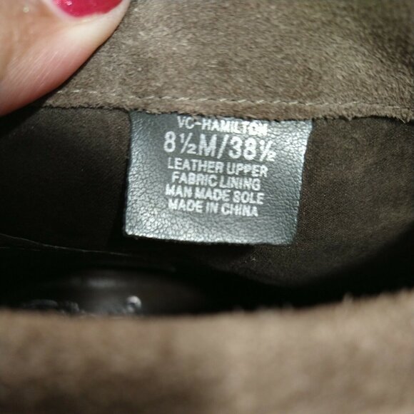 Vince Camuto Booties Suede Leather Women Size 8.5 Brown Zip Closure Block Heel - Picture 9 of 10